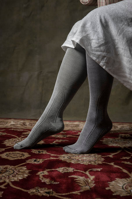 Gray Clocked Silk Stockings