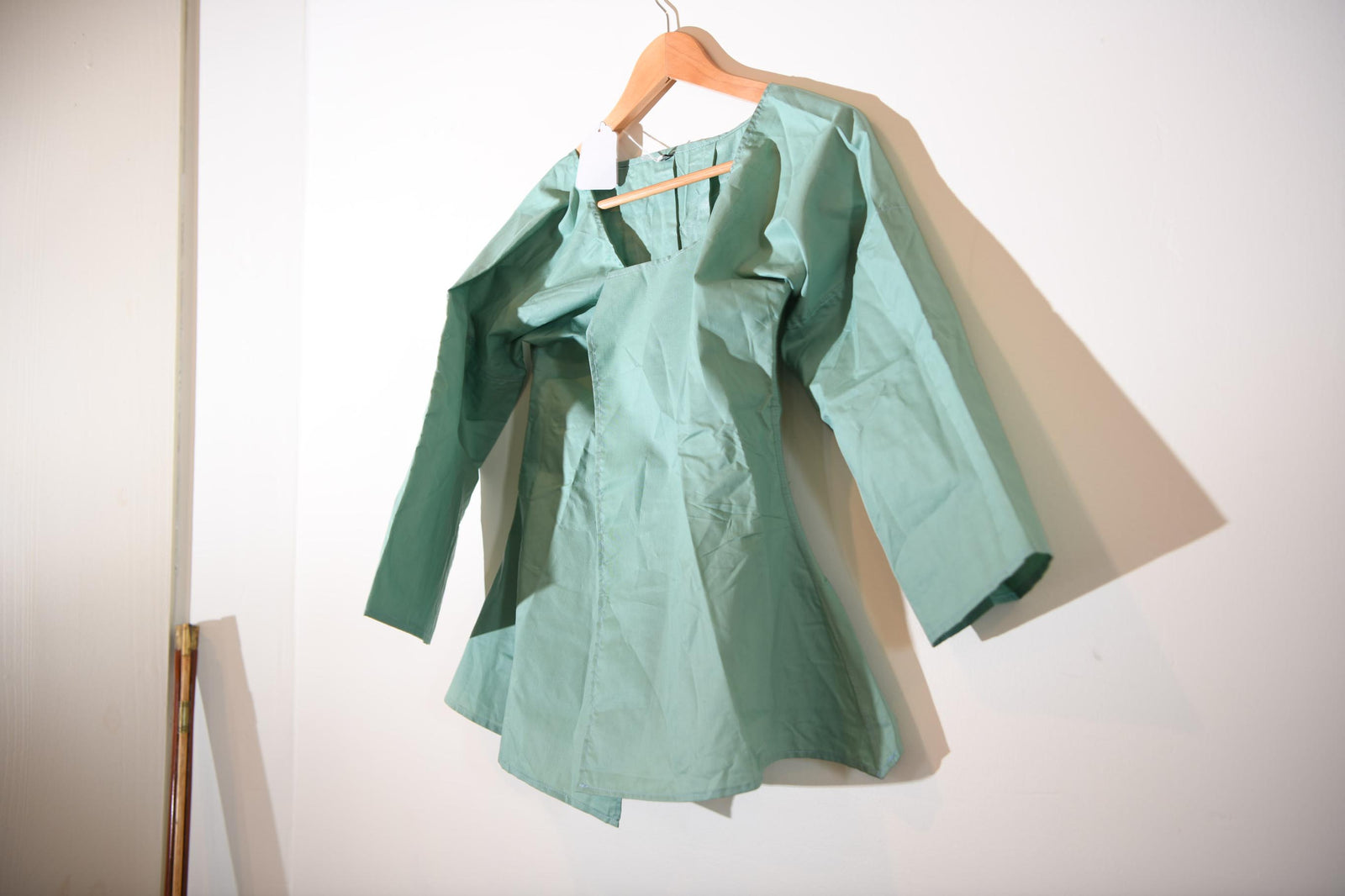 Polished Cotton Short Gown - Sage Green - Small | SD115