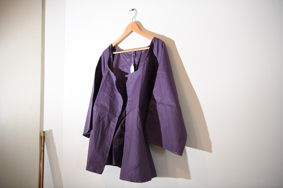 Polished Cotton Short Gown - Purple - Medium | SD116
