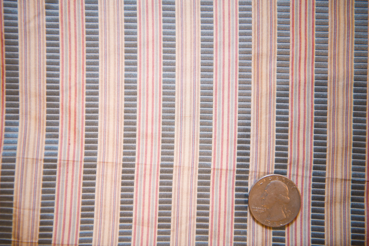Blue Woven Striped Silk
