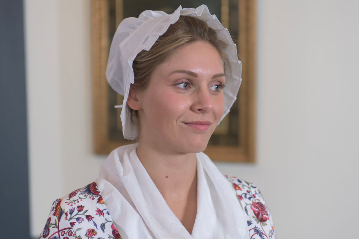 Long Pleated Linen Organdy Cap