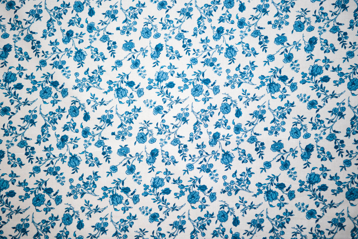 Hamilton Blue Floral Reproduction Fabric