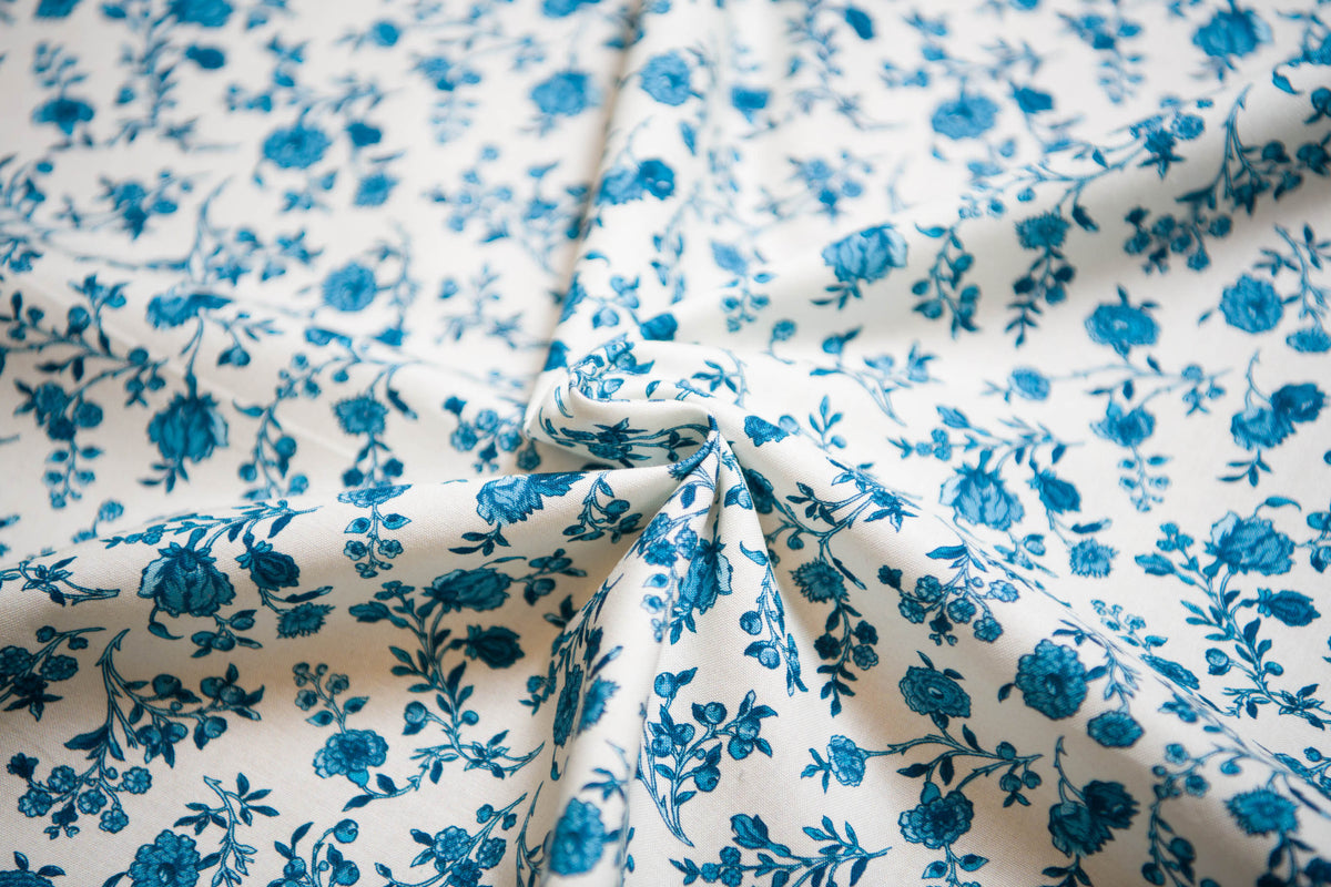 Hamilton Blue Floral Reproduction Fabric