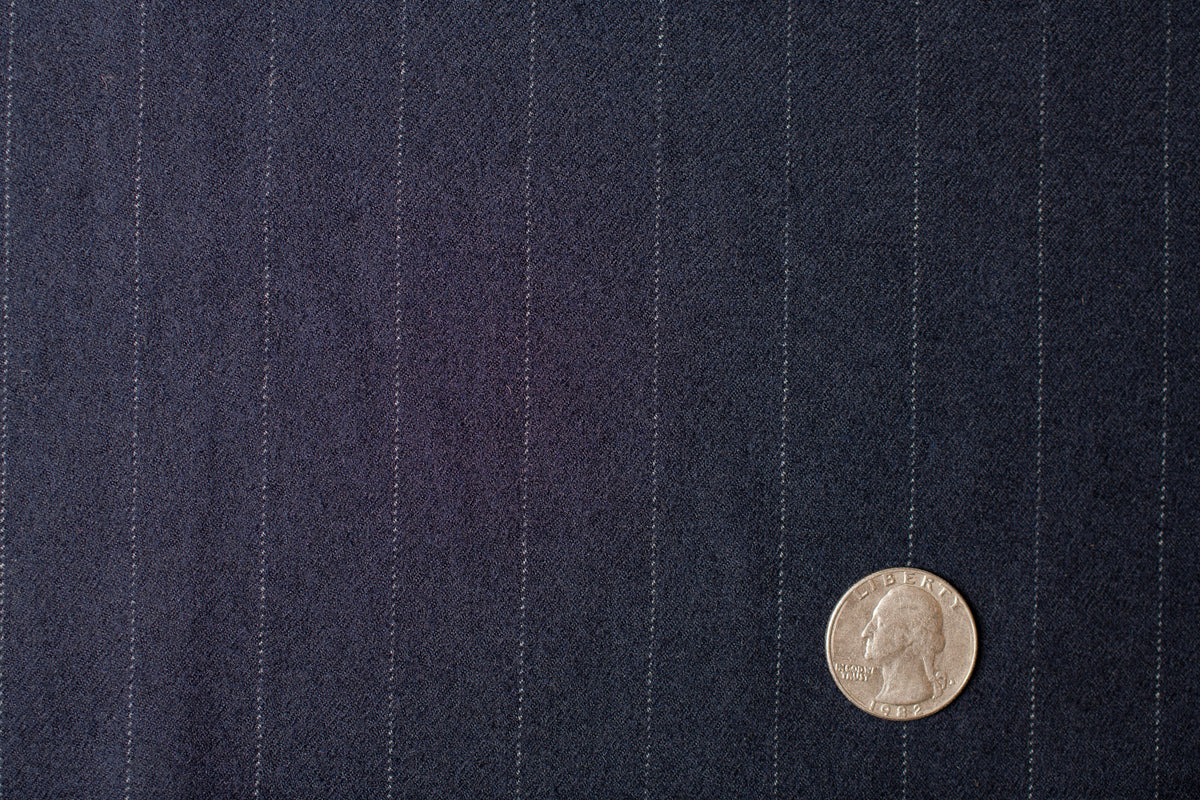 Navy Wool Suiting with White Pinstripe