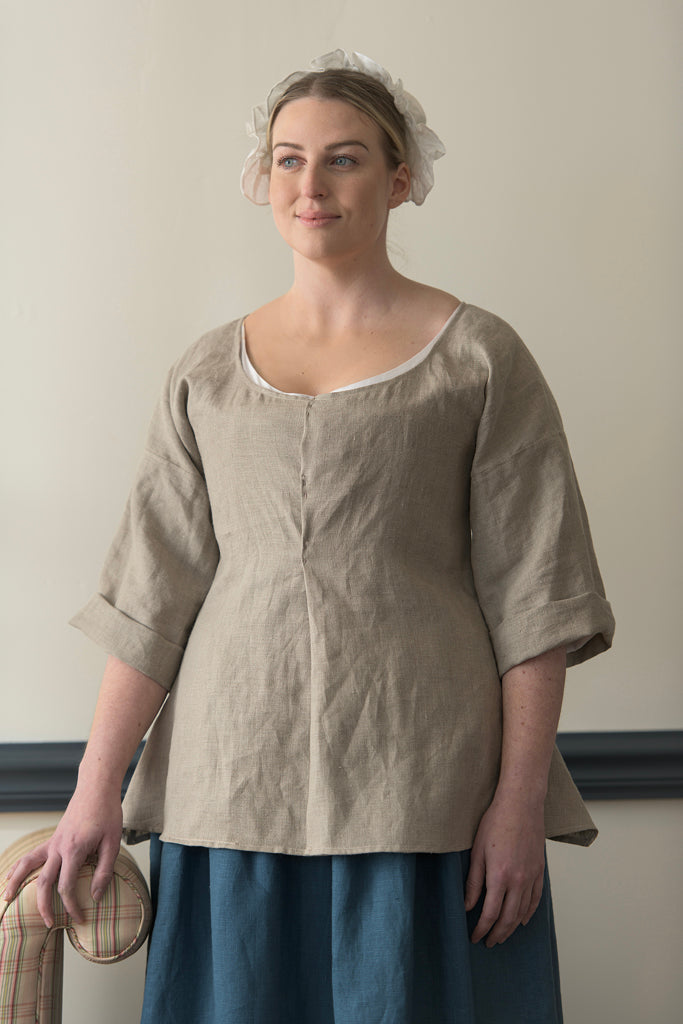Linen Short Gown Natural Tan Samson Historical