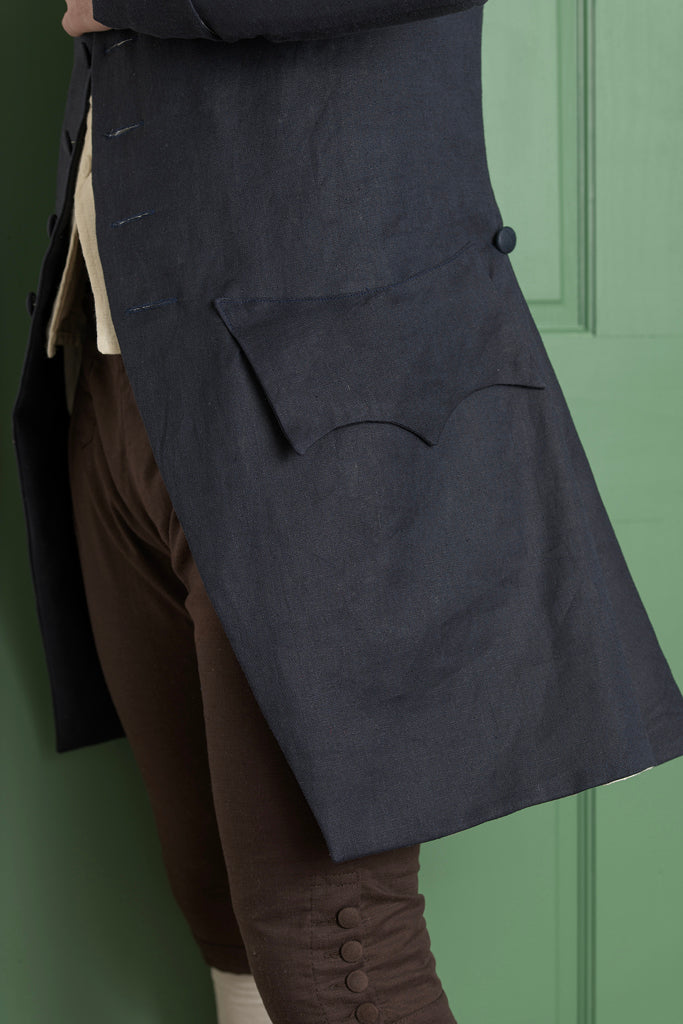 1770&#39;s Linen Frock Coat - Short Collar | Navy