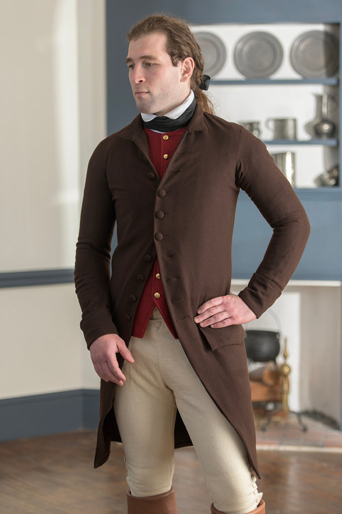 1770&#39;s Woolen Frock Coat - Falling Collar | Brown