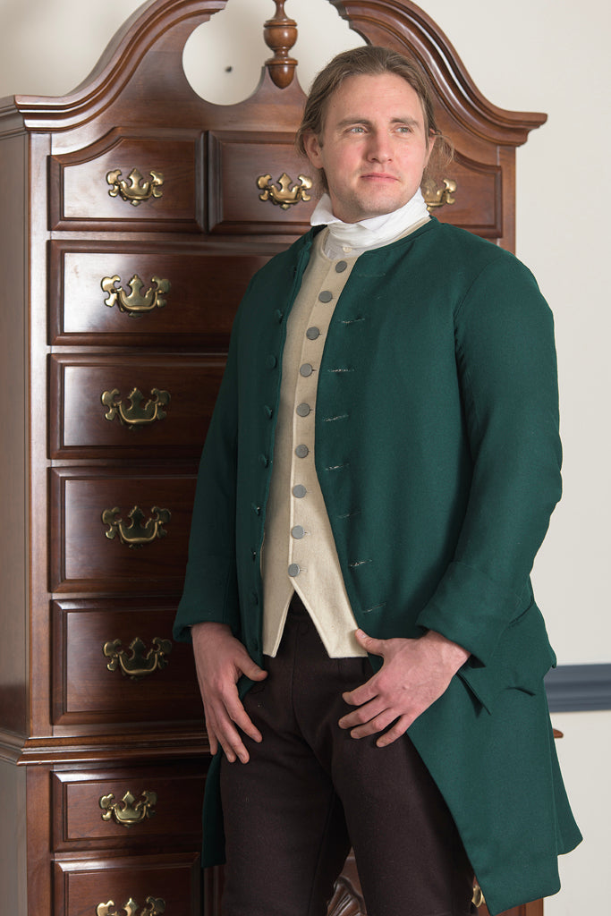 1770's Woolen Frock Coat - Short Collar | Green