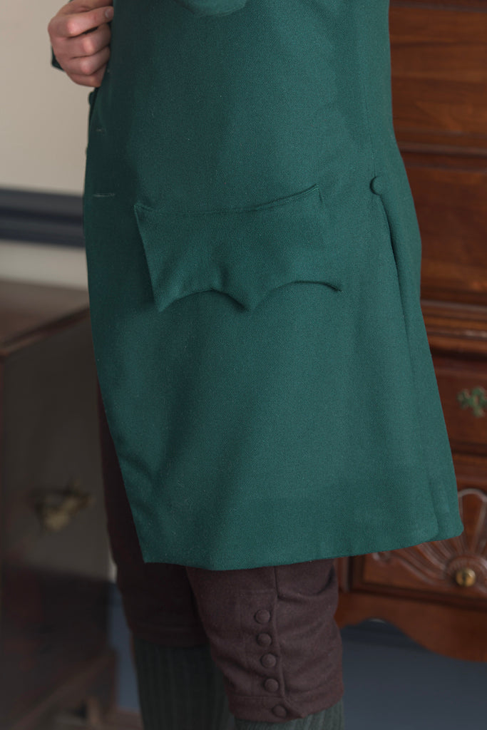 1770&#39;s Woolen Frock Coat - Short Collar | Green