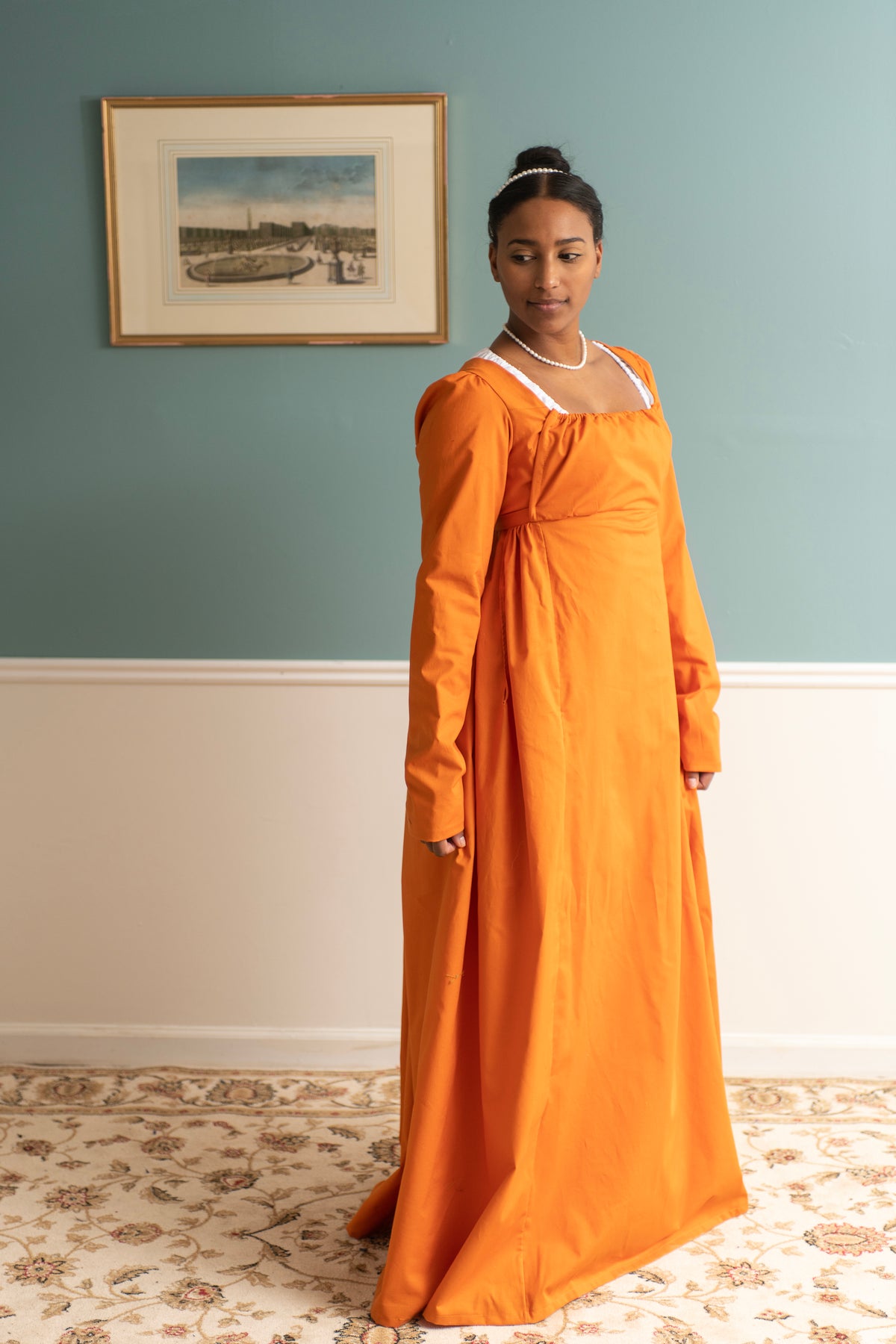 Sunset Orange Long Sleeve | Regency Gown