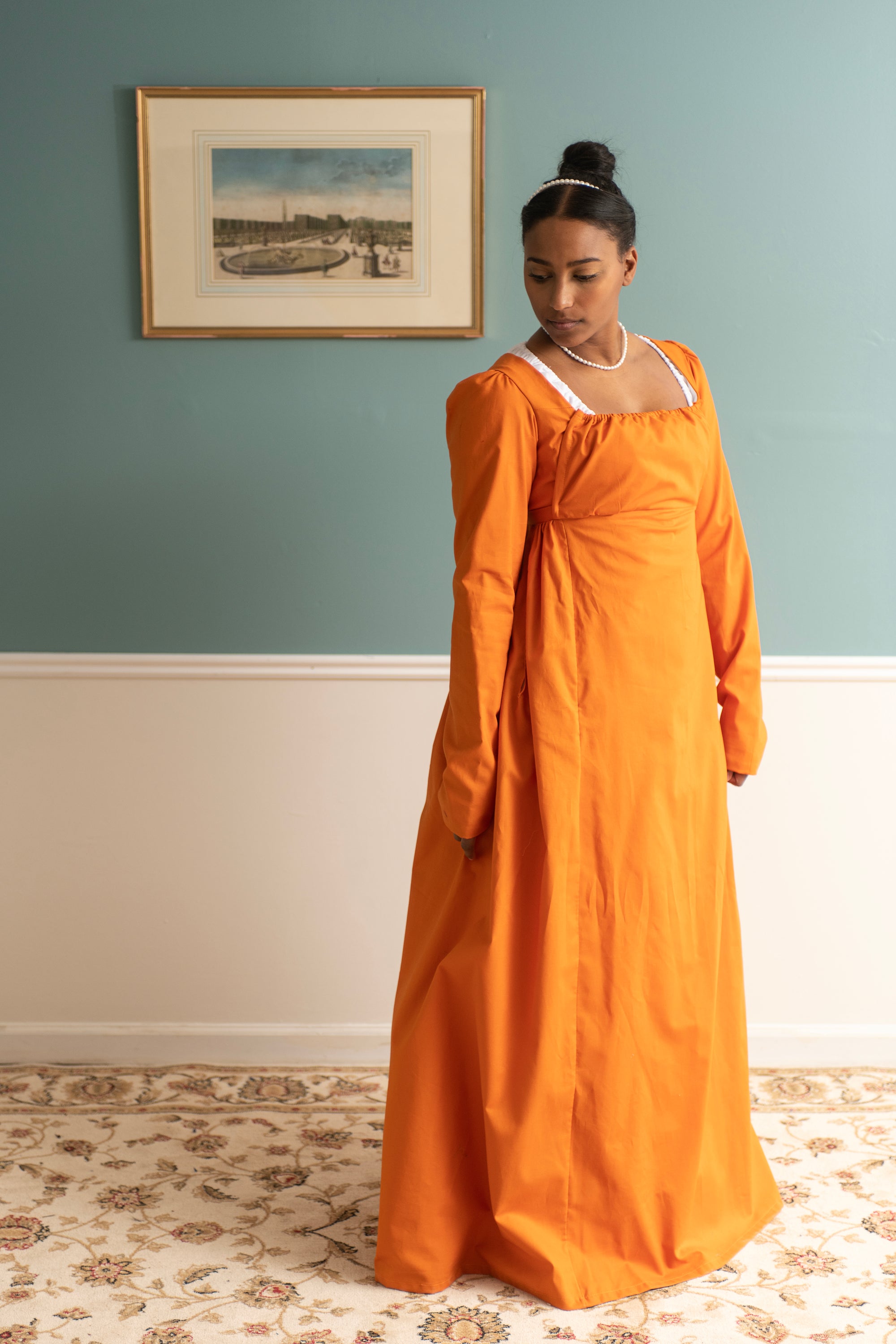 Sunset Orange Long Sleeve | Regency Gown