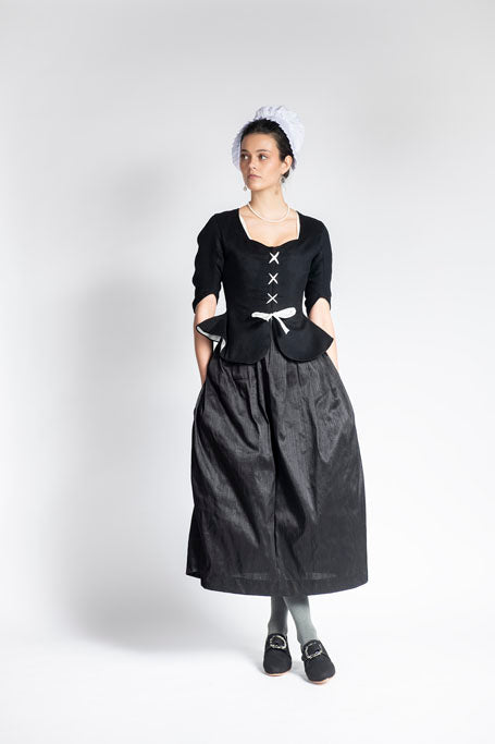 18th Century Women&#39;s Jacket from Samson Historical - Black Wool Fanfare