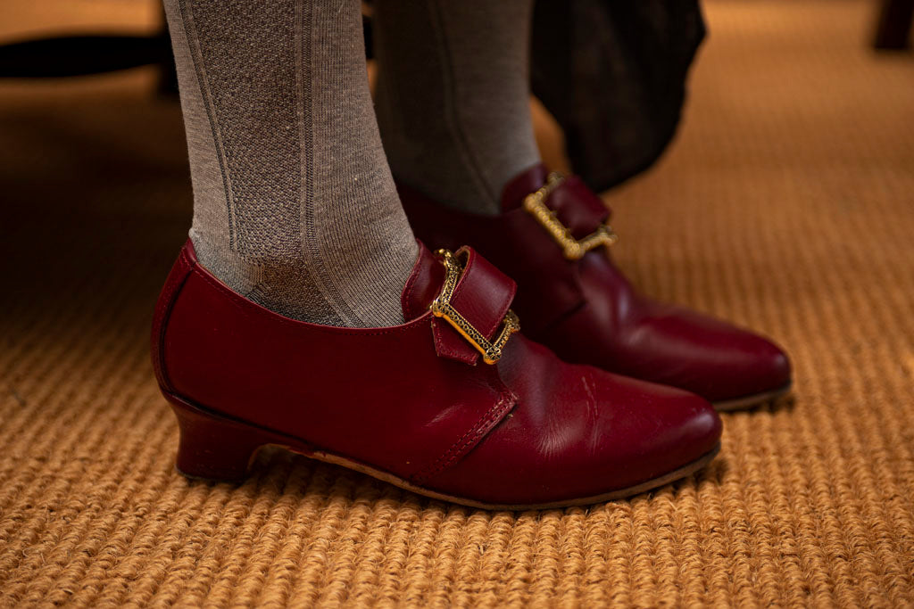 18th Century Buckle Shoes from Samson Historical - Red Leather Charlottes 