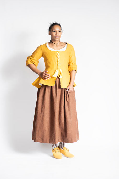 18th Century Women&#39;s Jacket from Samson Historical - Yellow Linen Fetching