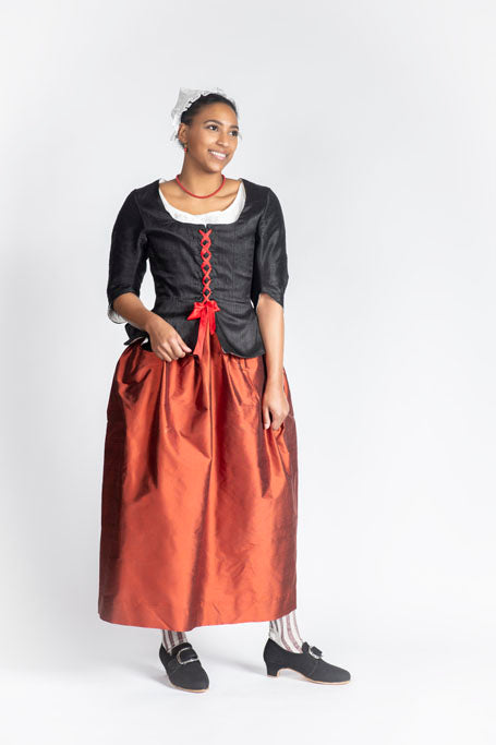 18th Century Women&#39;s Jacket from Samson Historical - Black Silk Perky