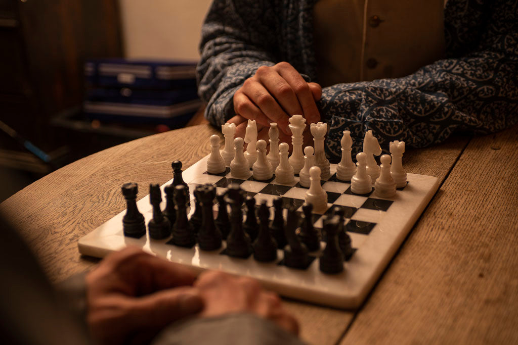 18th Century Black &amp; White Marble Chess Set from Samson Historical
