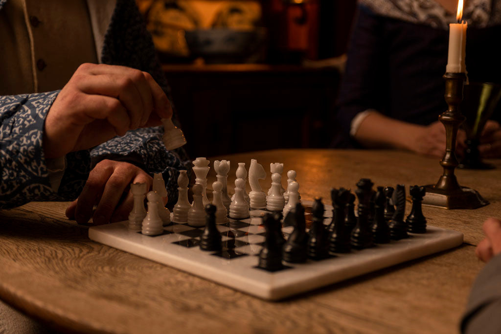 18th Century Black & White Marble Chess Set from Samson Historical