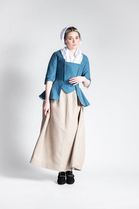 18th Century Women&#39;s Jacket by Samson Historical - Blue Linen Provincial