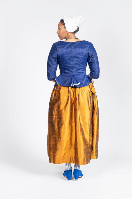 18th Century Women's Jacket from Samson Historical - Blue Silk Fanfare