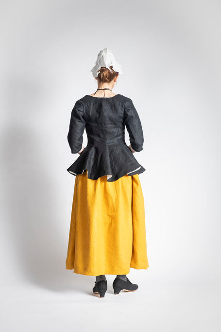 18th Century Women&#39;s Jacket from Samson Historical - Black Linen Provincial