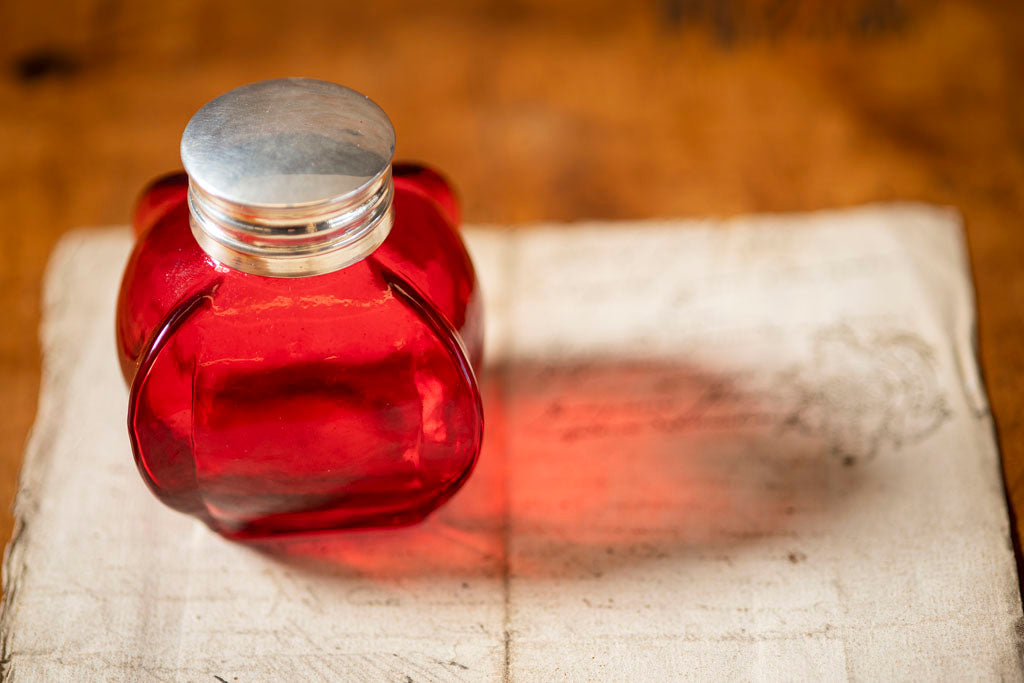 18th Century Round Red Inkwell