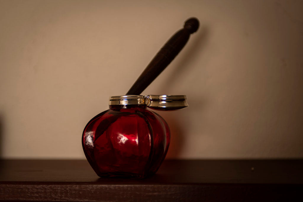 18th Century Round Red Inkwell