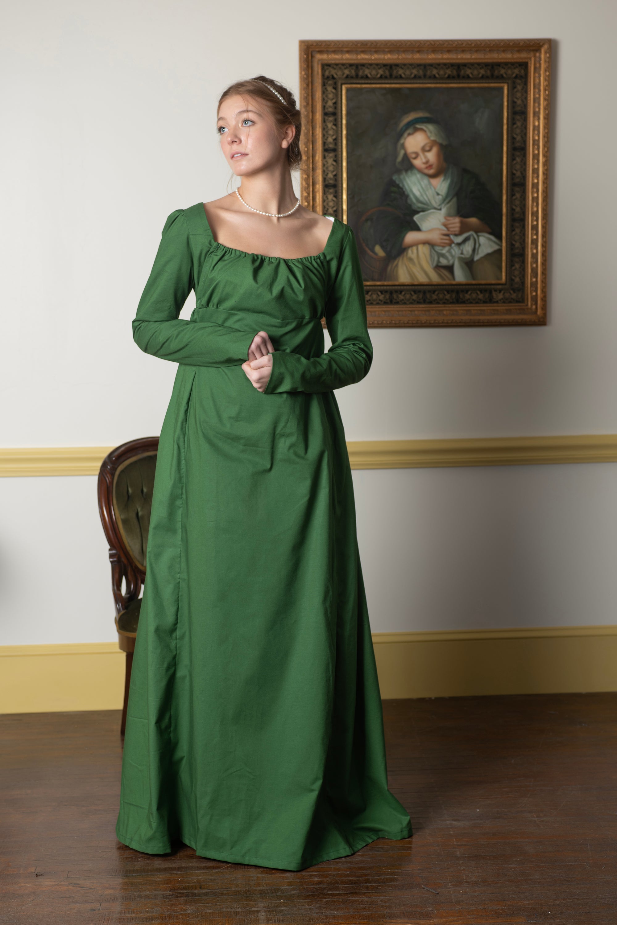 Emerald Green Long Sleeve | Regency Gown