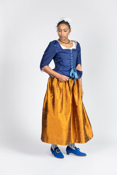 18th Century Women&#39;s Jacket from Samson Historical - Blue Silk Fanfare