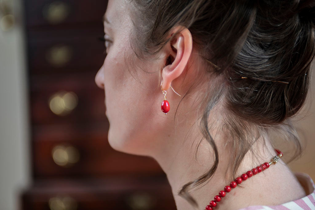 Red Coral Drop Earrings Samson Historical
