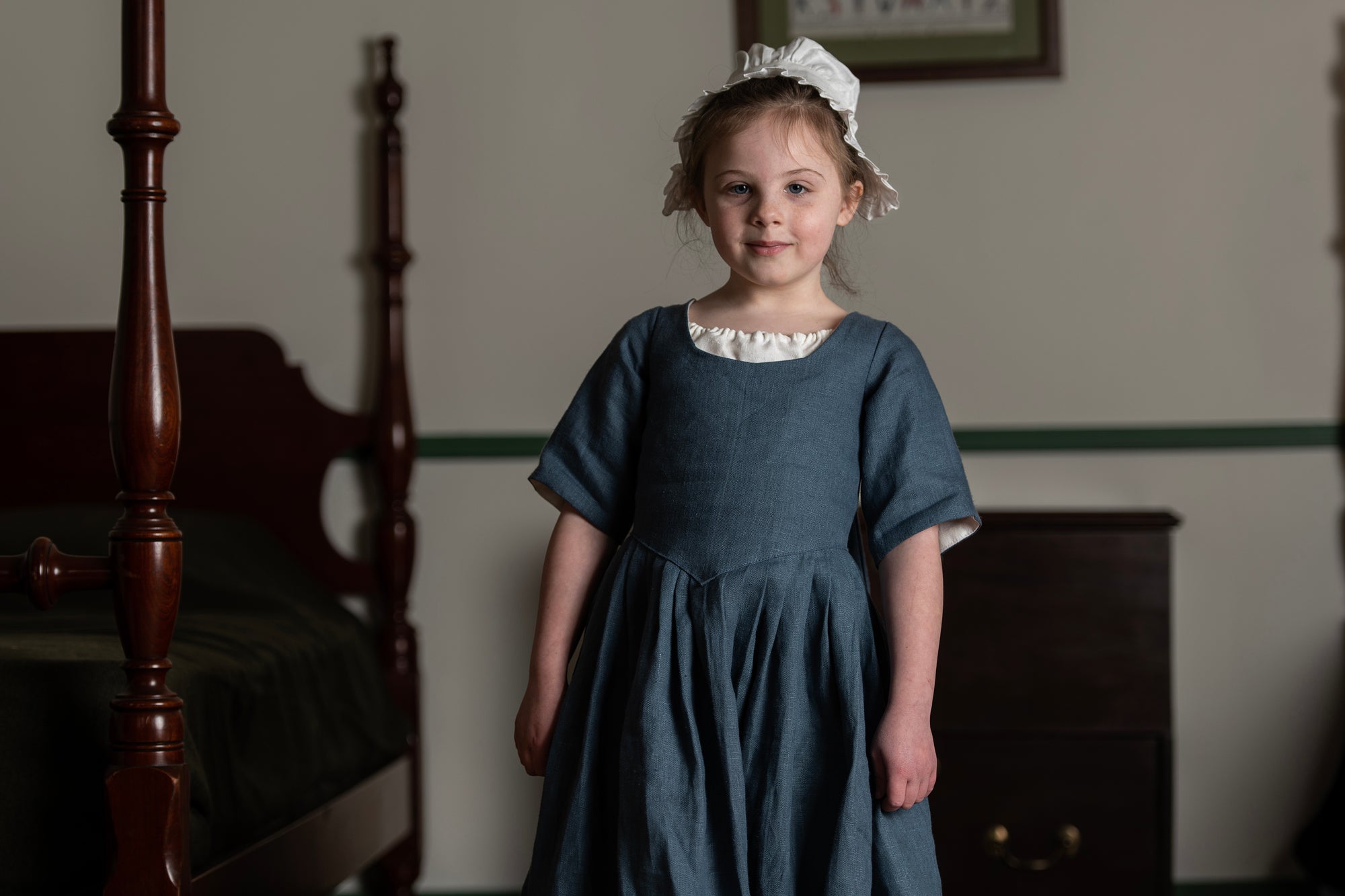 Girls Gown | Blue Linen