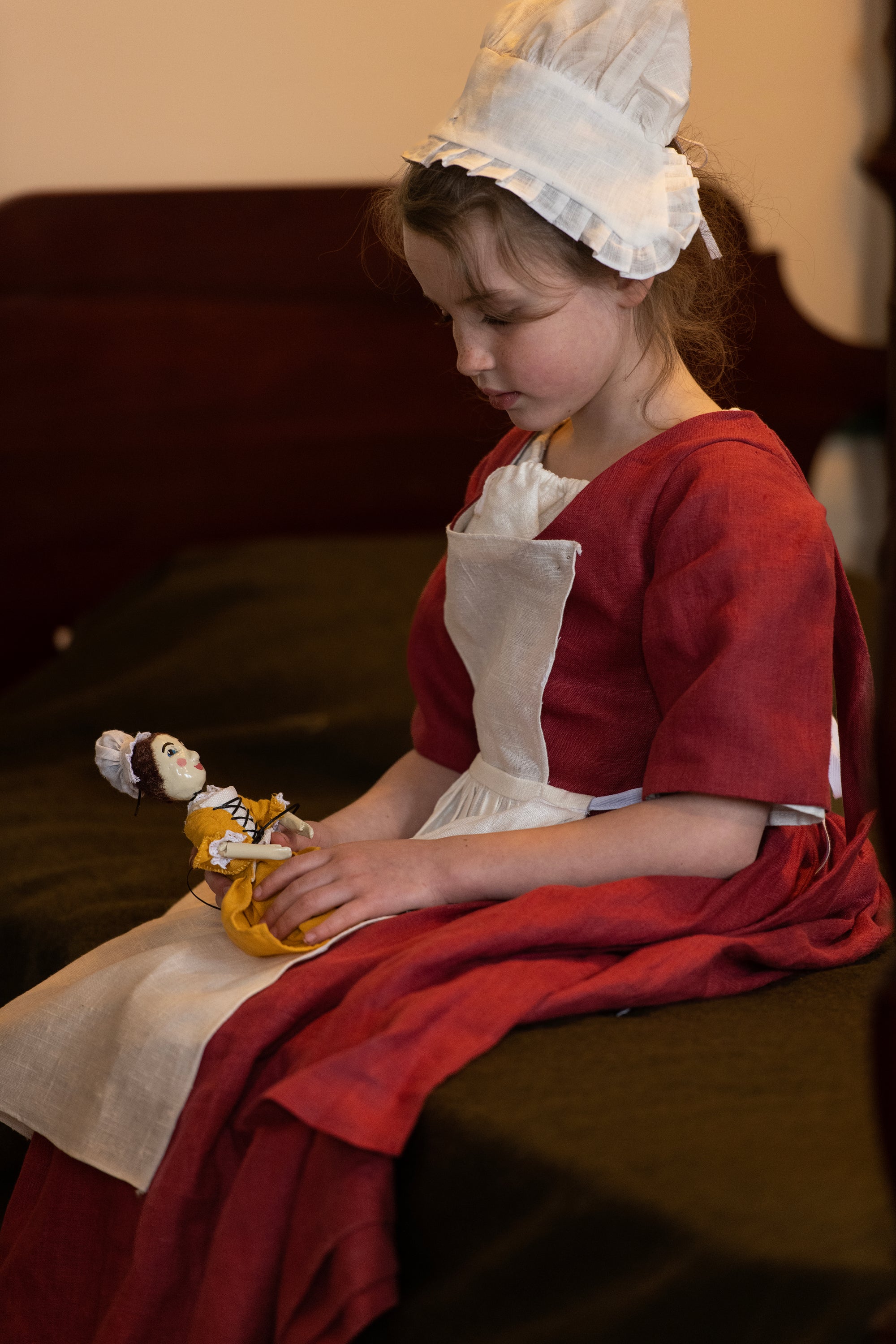 Girls Gown | Red Linen