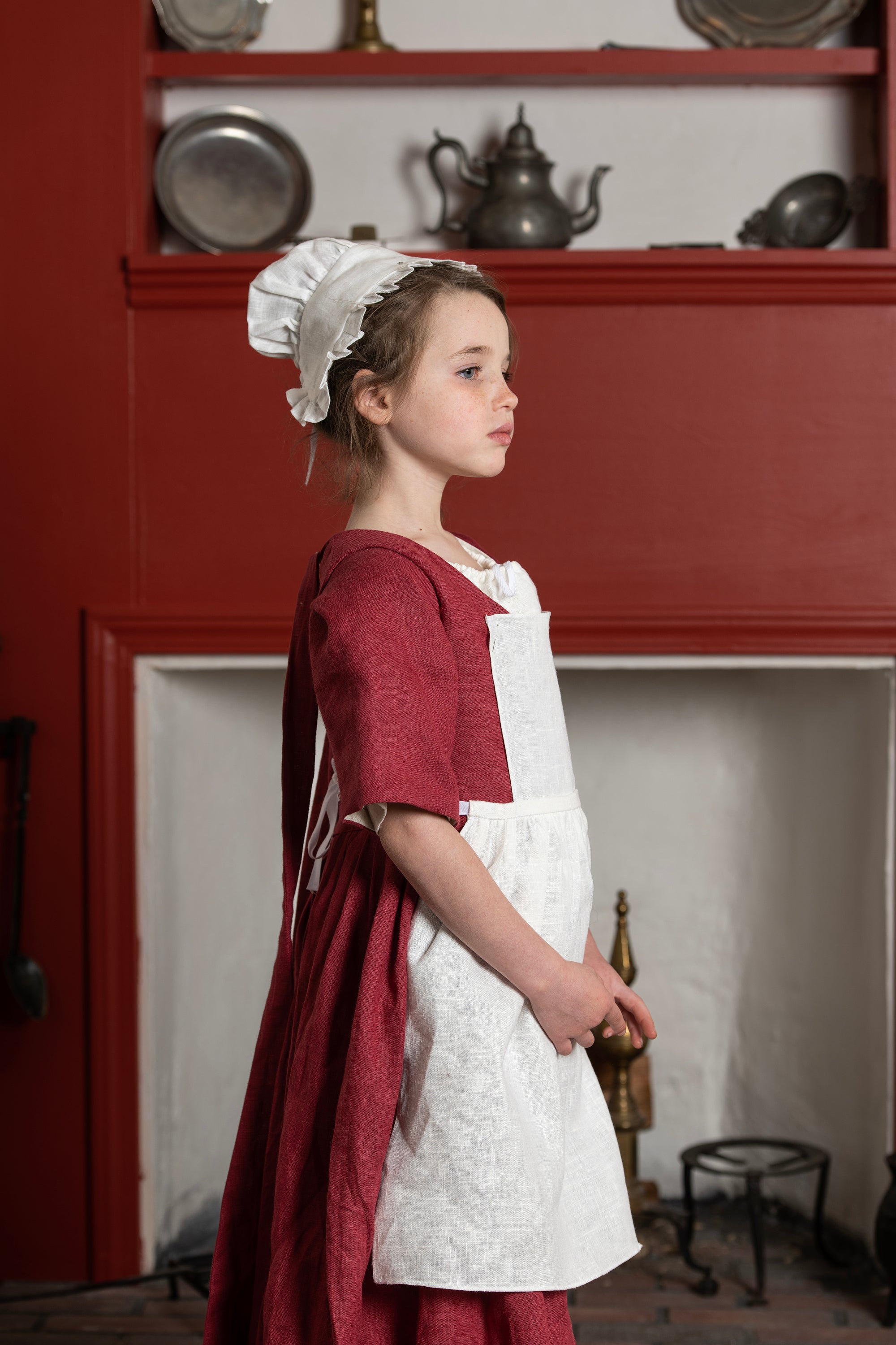 Girls Gown | Red Linen