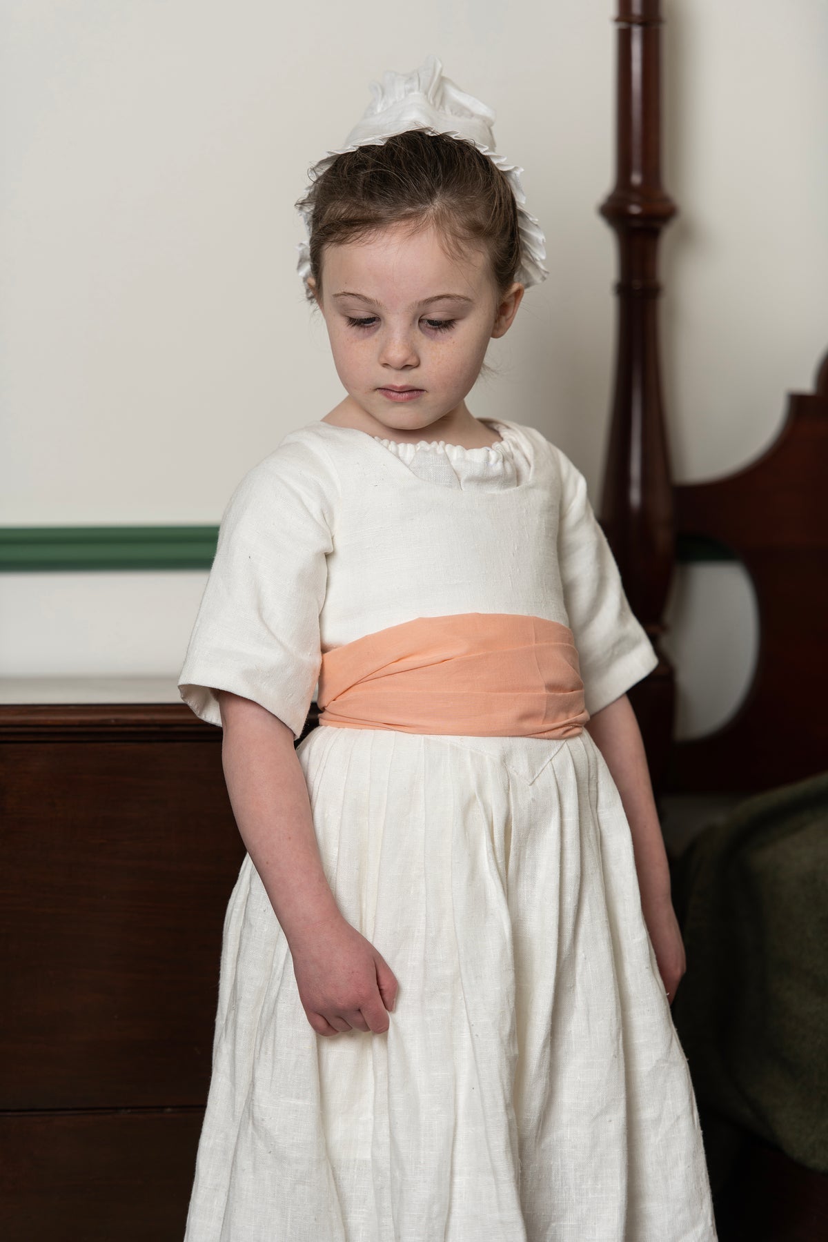 Girls Gown | White Linen