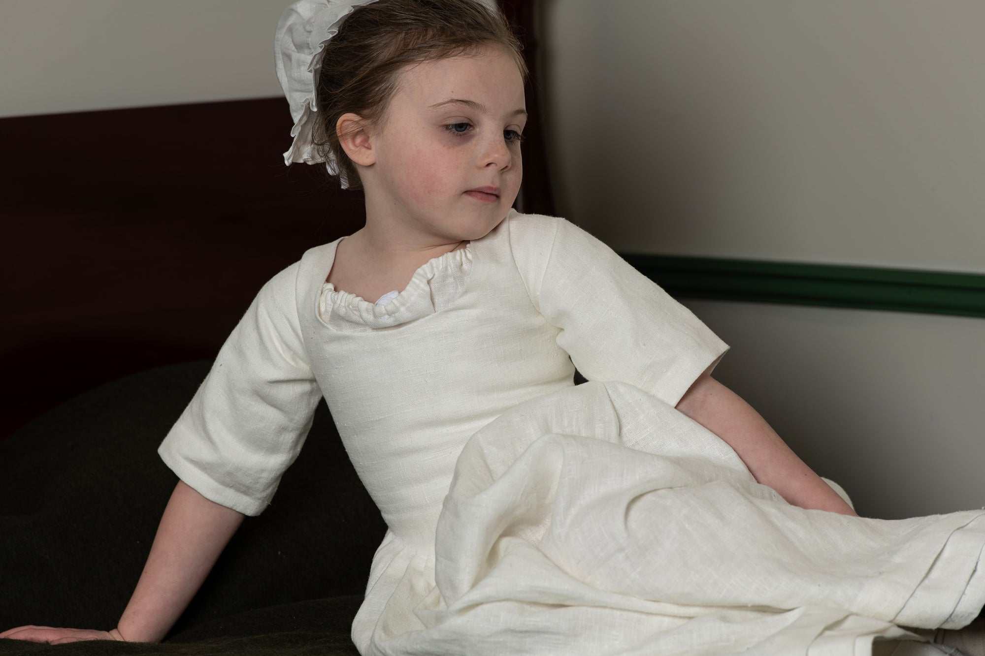 Girls Gown | White Linen