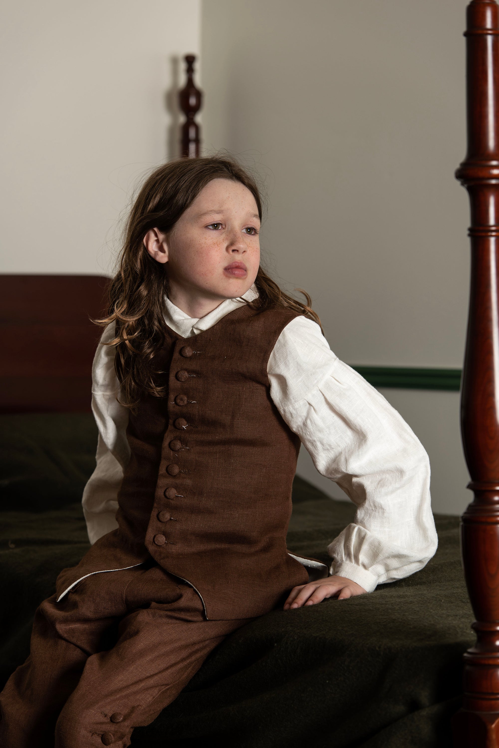 Boys Waistcoats | Brown Linen