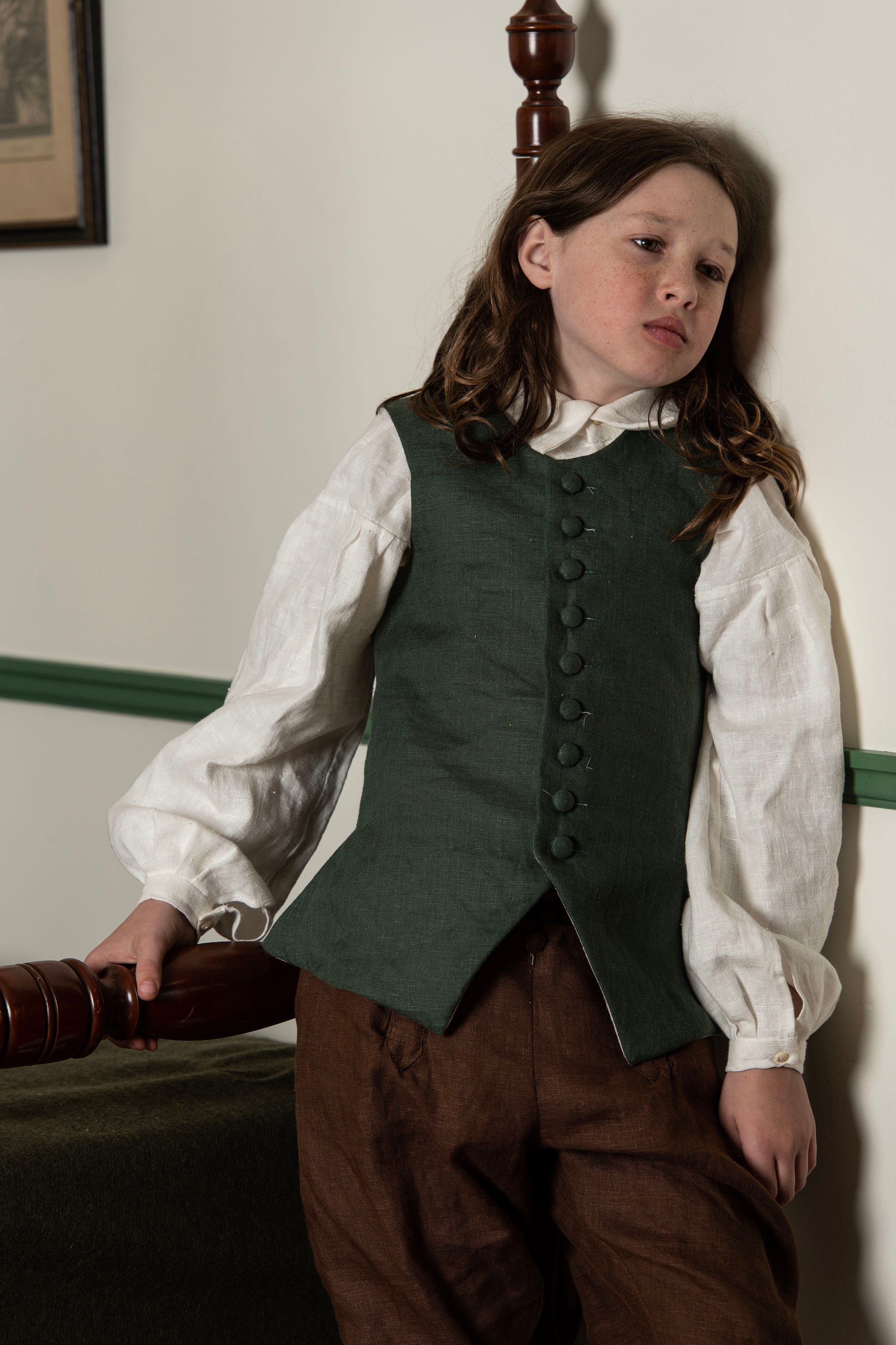 Boys Waistcoats | Green Linen