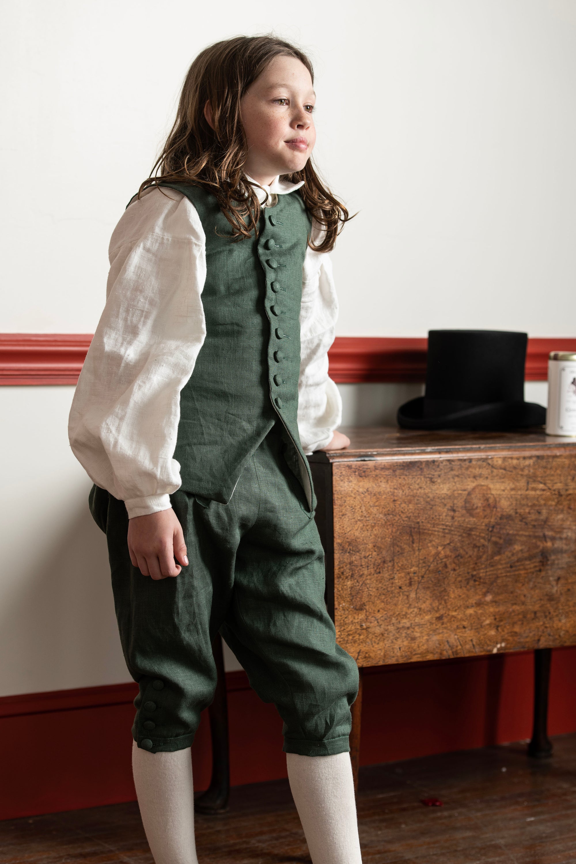 Boys Breeches | Green Linen