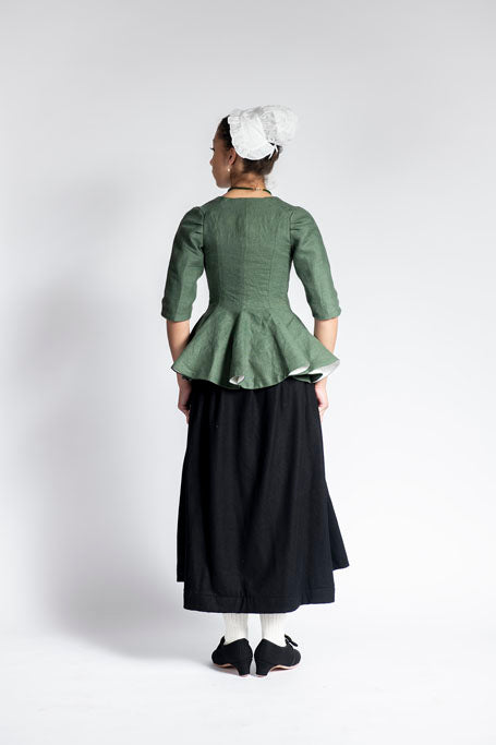 18th Century Women's Jacket from Samson Historical - Green Linen Provincial